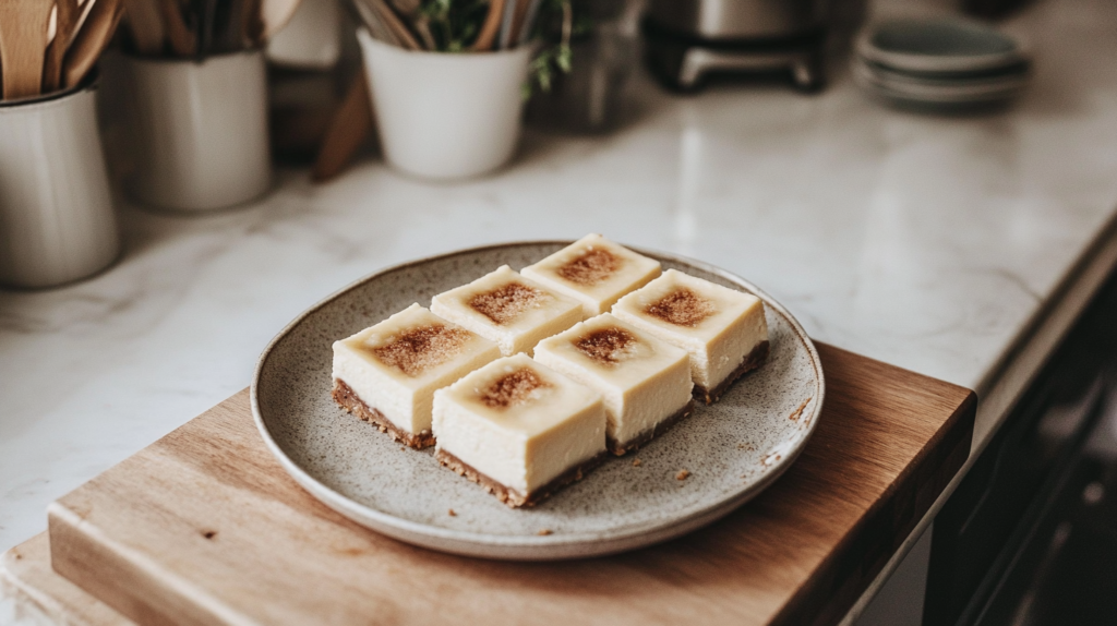 Cheesecake bars doneness
