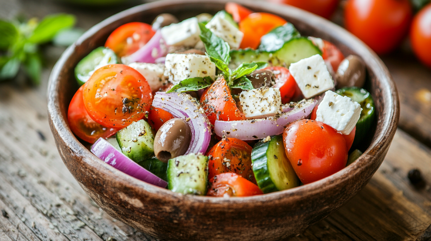 What is a traditional Greek salad made of